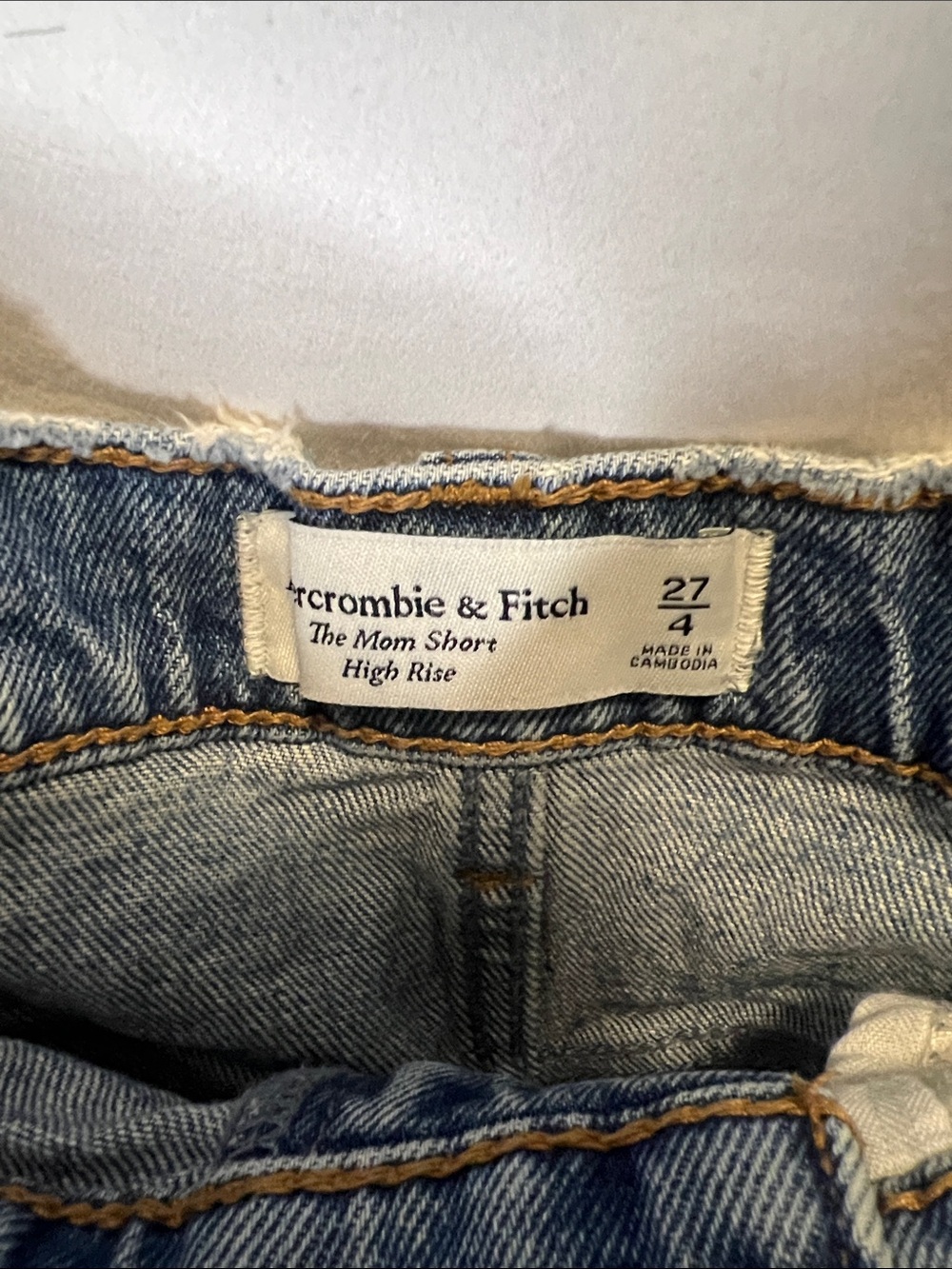 Abercrombie & Fitch Light Blue Distressed Denim Raw Hem Short Shorts - Picture 2 of 8